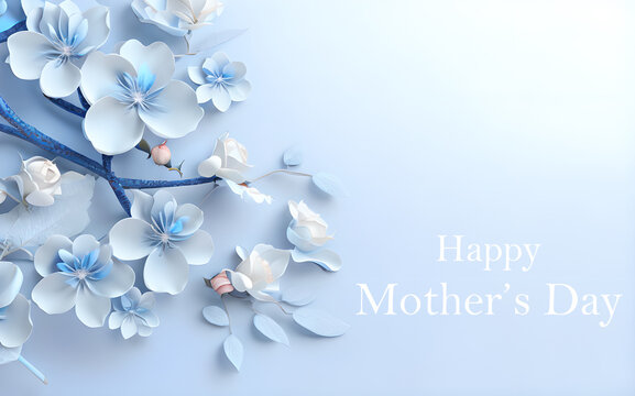 blue color tree flower roses mother day 3d background wallpaper