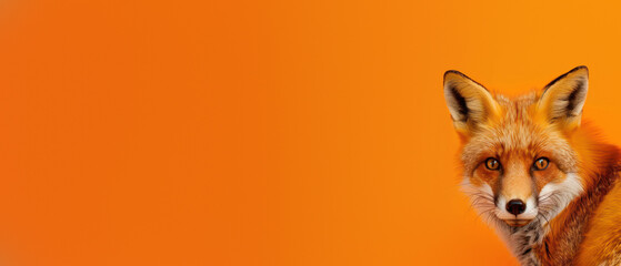 Artistic image creatively displaying a partial view of a fox's ears and head obscured by a colored box overlay