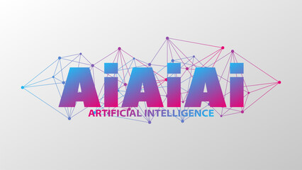 Artificial intelligence. Triangle blue pink gradient network pattern. Deep learning. Smart digital technology. AI vector illustration for presentation, design, business - 786117964