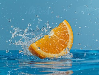 orange and lime slices being splashed by water