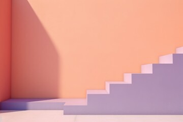 A simple and clean staircase design in alternating shades of purple and peach against a soft background.