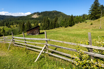 The landscape of the Carpathian Mountains in Romania