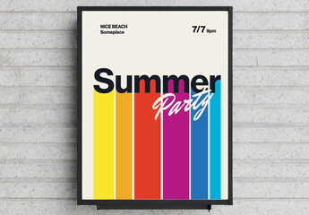 Retro Summer Party Poster with Bright Colors