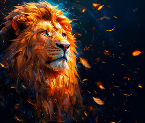 Leo, lion, low poly art illustration. AI generative - 786119914