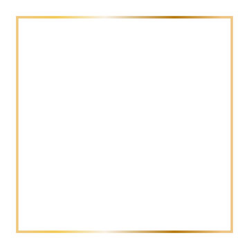 recommend clip art: Golden square frame. Vector outline thin aesthetic geometric shine border for invitations design