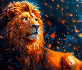 Leo, lion, low poly art illustration. AI generative - 786120103