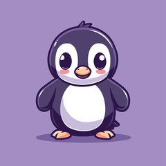 Cute little happy penguin cartoon animal illustration vector graphic