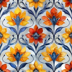 a colorful pattern with lots of flowers on it's surface