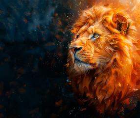 Leo, lion, low poly art illustration. AI generative - 786122597