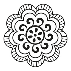 Round floral element in oriental style, mandala pattern