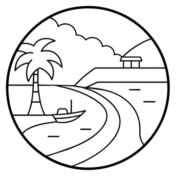 recommend clip art: boat on the beach line art