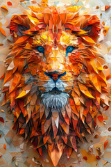 Leo, lion, low poly art illustration. AI generative - 786123518