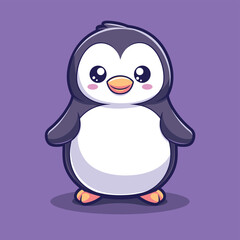 Fototapeta premium Cute little happy penguin cartoon animal illustration vector graphic