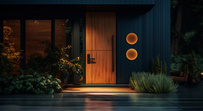 Inviting Modern Home Entry with Blue Door