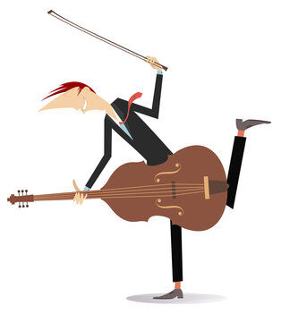 dancing musician playing double bass clip art preview