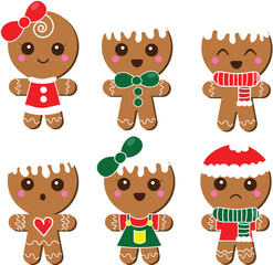 Set of 6 Cute Gingerbread Cookies