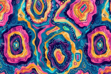 AI generated illustration of vibrant fabric featuring intricate eye motifs in various colors