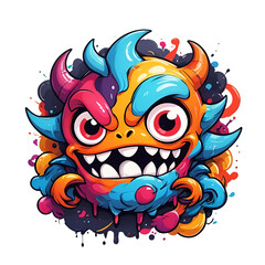 Abstract grunge with monster characters Super drawing in graffiti style Vector illustration