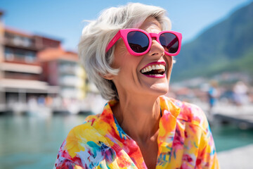 Stylish Senior Woman Enjoying Seaside