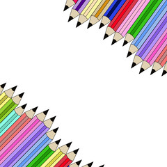 Decorative pictures, colored pencils, various sticks to decorate the edges of paper.