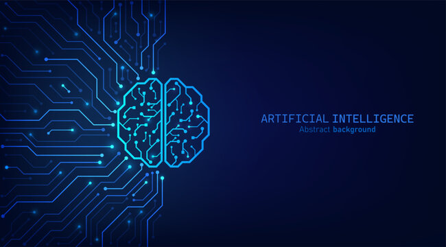 Brain circuit on circuit motherboards, Artificial intelligence abstract background.Technology concept design, Machine learning and generate by chip, Vector illustration for banner and web template.