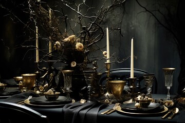 Eerie Elegance: Use black and gold color schemes for an elegant yet spooky look.