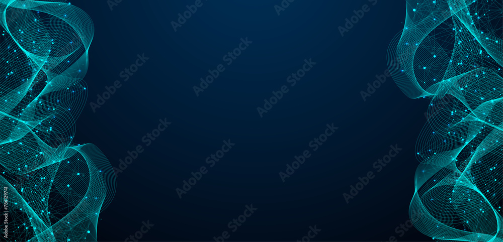 Aufkleber Global network connection concept. Big data visualization. Social network communication in the global computer networks. Internet technology. Business. Science. Illustration