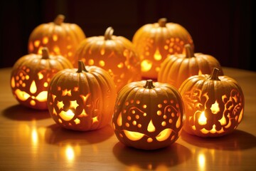Glowing Pumpkin Lanterns: Carve mini pumpkins into lanterns with candles inside.