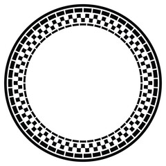 Circle geometric border frame wit checkered motif