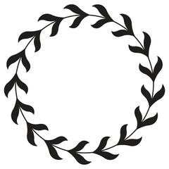 laurel wreath silhouette, round vector frame