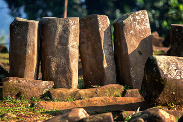various types of stones there as a heritage site of civilization on Mount Padang, this place is...