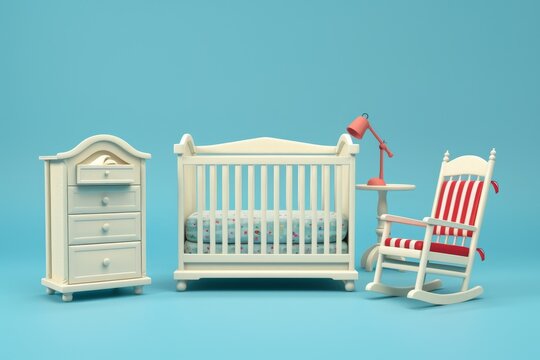 baby room with a and crib, a rocking chair