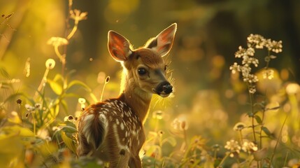 A baby deer discovering the world