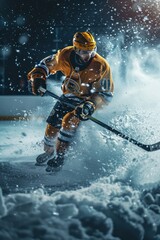 Hockey Player Skating on Ice