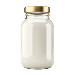 milk in glass jar isolated on transparent background Generative Ai.
