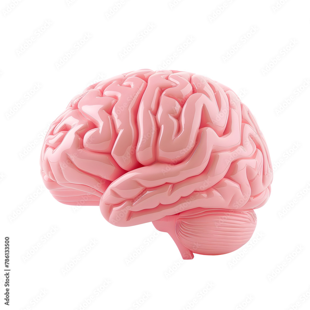Fototapete pink brain isolated on transparent background generative ai.