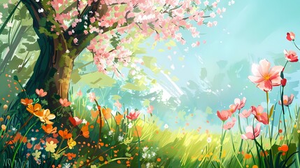 Hand-drawing Nature background, Illustration