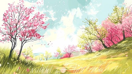 Hand-drawing Nature background, Illustration