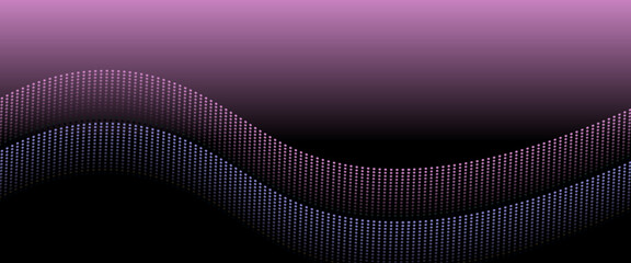 波のようなピンクと紫色のドットラインが流れるデジタルベクター背景画像	