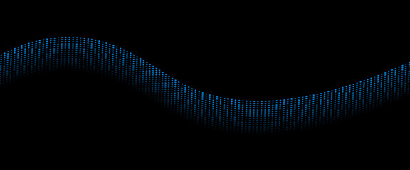 波のような水色のドットラインが流れるデジタルベクター背景画像	