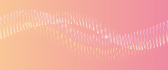 波のようなピンク色のドットラインが流れるデジタルベクター背景画像	