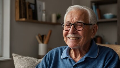 Happy elderly senior smile man in nursing home.
