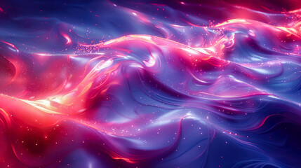Fototapeta premium abstract wavy background with glowing particles in space