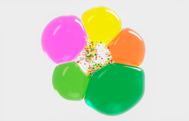 Abstract beauty fashion geometric sphere in flower shape. Spring and summer concept background. 3d rendering.