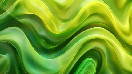 Waves of smooth shiny green abstract modern background - obrazy, fototapety, plakaty
