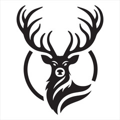Deer head silhouette vector with white background