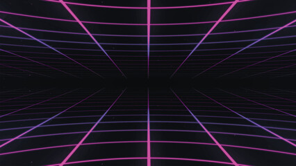 Geometric background of multicolored abstract lines. Data stream. Movement effect. In a cage. Reference 3D retro mesh. Vector illustration