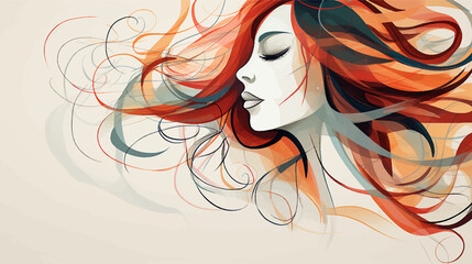 Abstract colorful line art with geometric shape vector for International Women's Day background