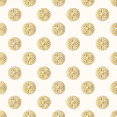 Viking shields golden seamless pattern. Can be used for textile, wallpaper, graphic and web design. Scandinavian vector illustration