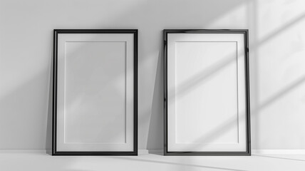 set of frame mockup black and white border isolated on white background - obrazy, fototapety, plakaty